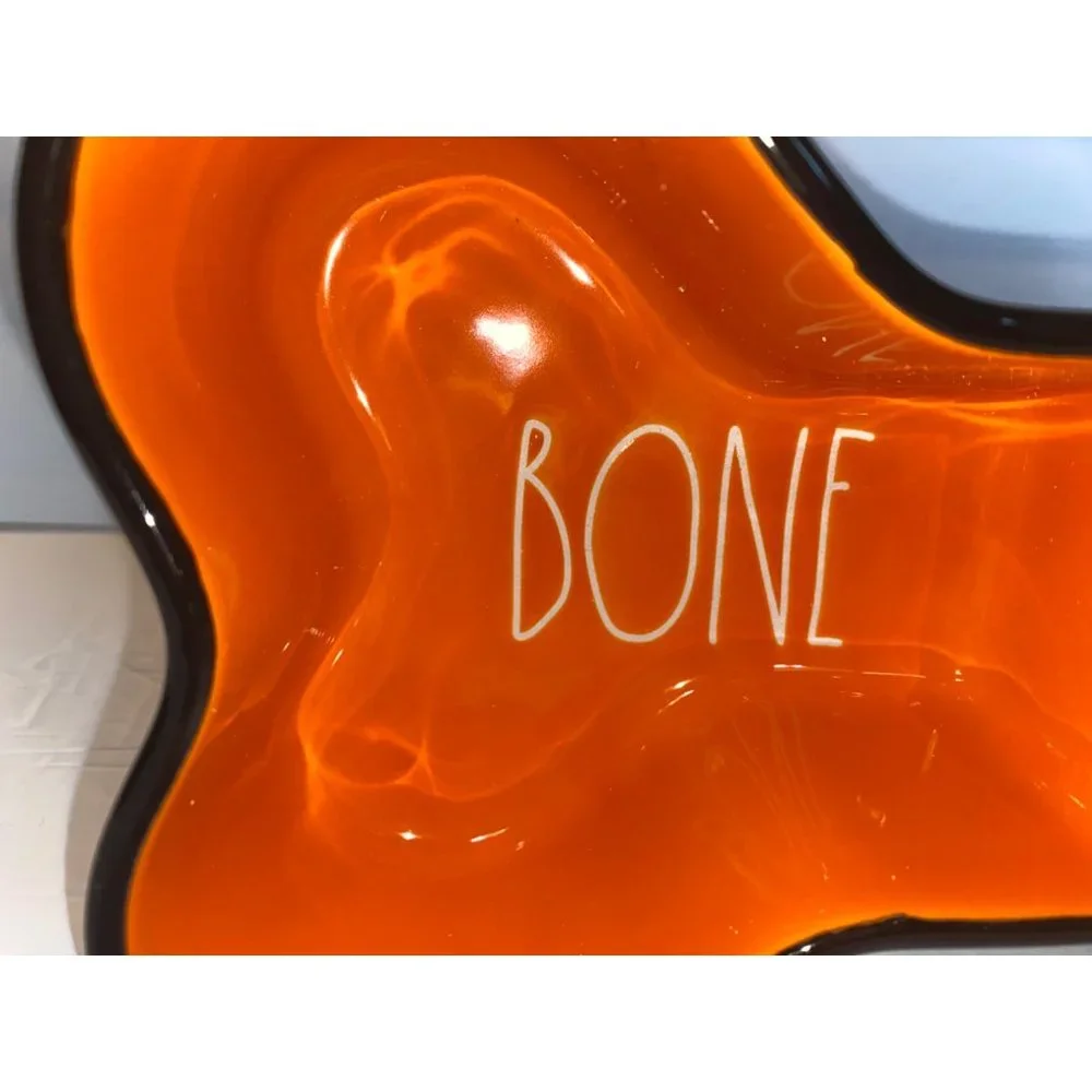 New in Box Rae Dunn Bone Appetit Dog Dish Bone Serving Bowl Halloween Party